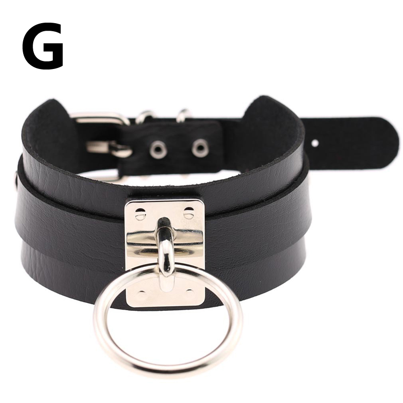 Women Girls Choker Collar Necklace Ring PU Leather Heart Charm