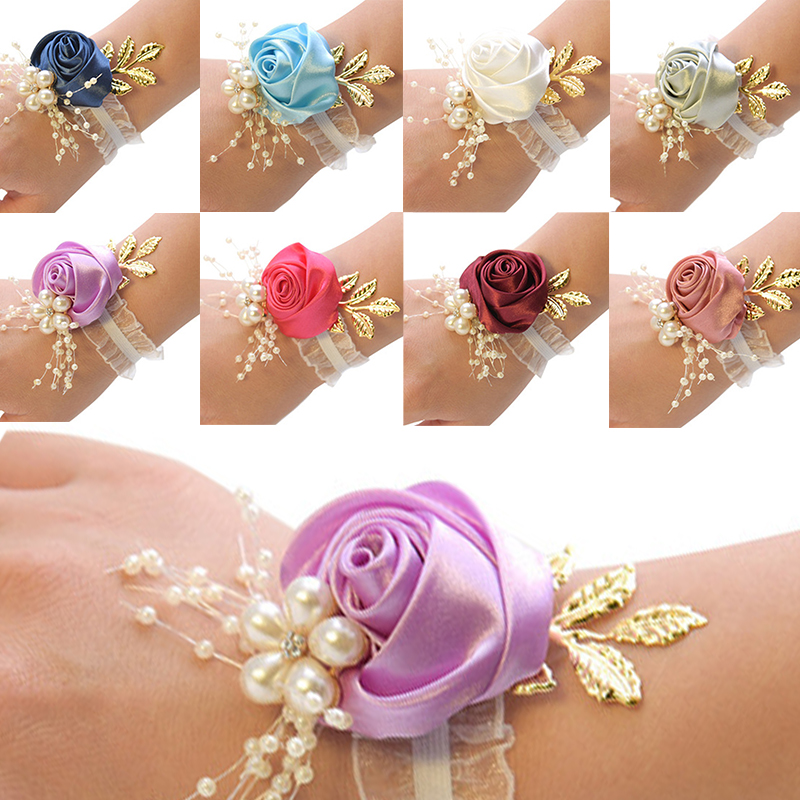 Corsage Bracelet Flower Accessories Flower Girl Wrist -   Ramillete de  muñeca, Tocados flores, Pulsera de dama de honor
