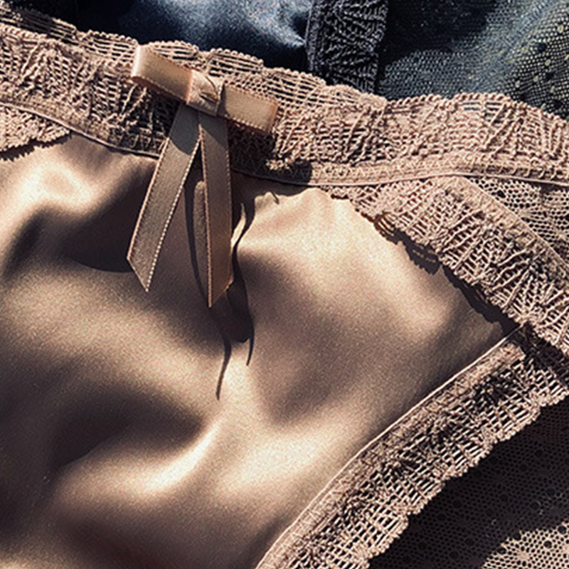 Shiny Satin Silky Knickers Sexy Women's Lace Seamless Panties Briefs  Underwear