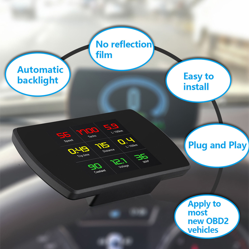 1x OBD ii HUD Head-up Display Car OBD2 Smart Digital 