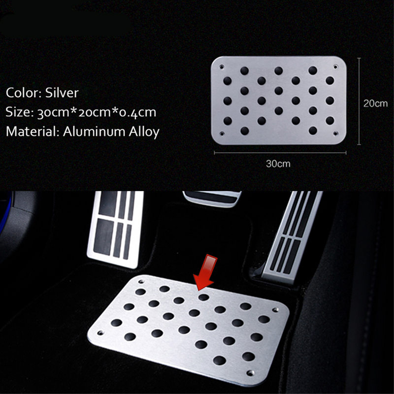 Universal Car Truck Floor Mat Carpet Heel Pad Plate Foot Pedal Rest  Footrest Aluminum Alloy w/Screw