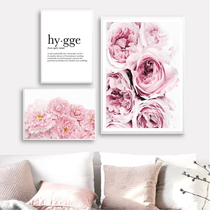 Scandinavian Blush Pink Peony Flower Canvas Poster Botanical Print Nordic Decor Ebay