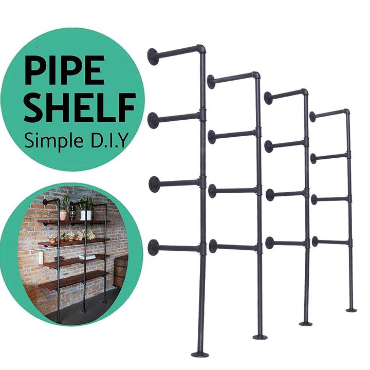 Details About Industrial Floating Pipe Shelf Kit Mounted Hanging Ceiling Pipe Shelves Brackets