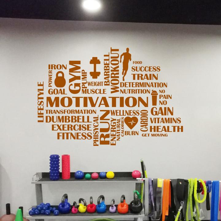 Gym Motivational Words Wall Decal Fitness Sport Vinyl Wall Sticker