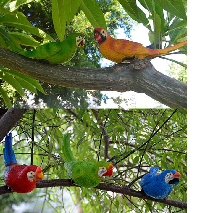Resin Simulation Parrot Birds Sculpture Cute Wall Hanging ...