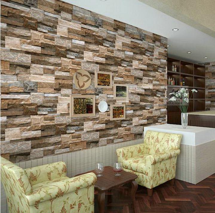 Realistic Real Stacked Brick Stone Vinyl Background 